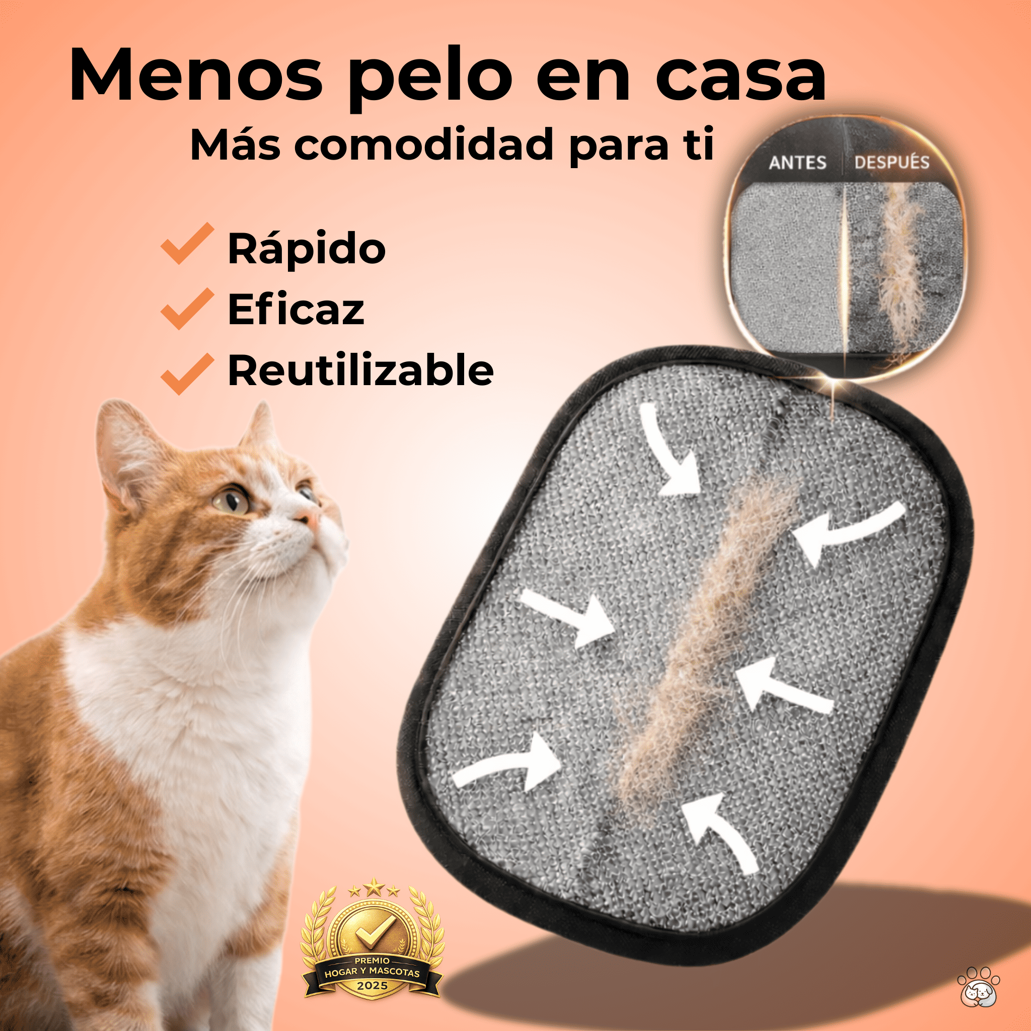 Manopla Quitapelos Reutilizable para Mascotas