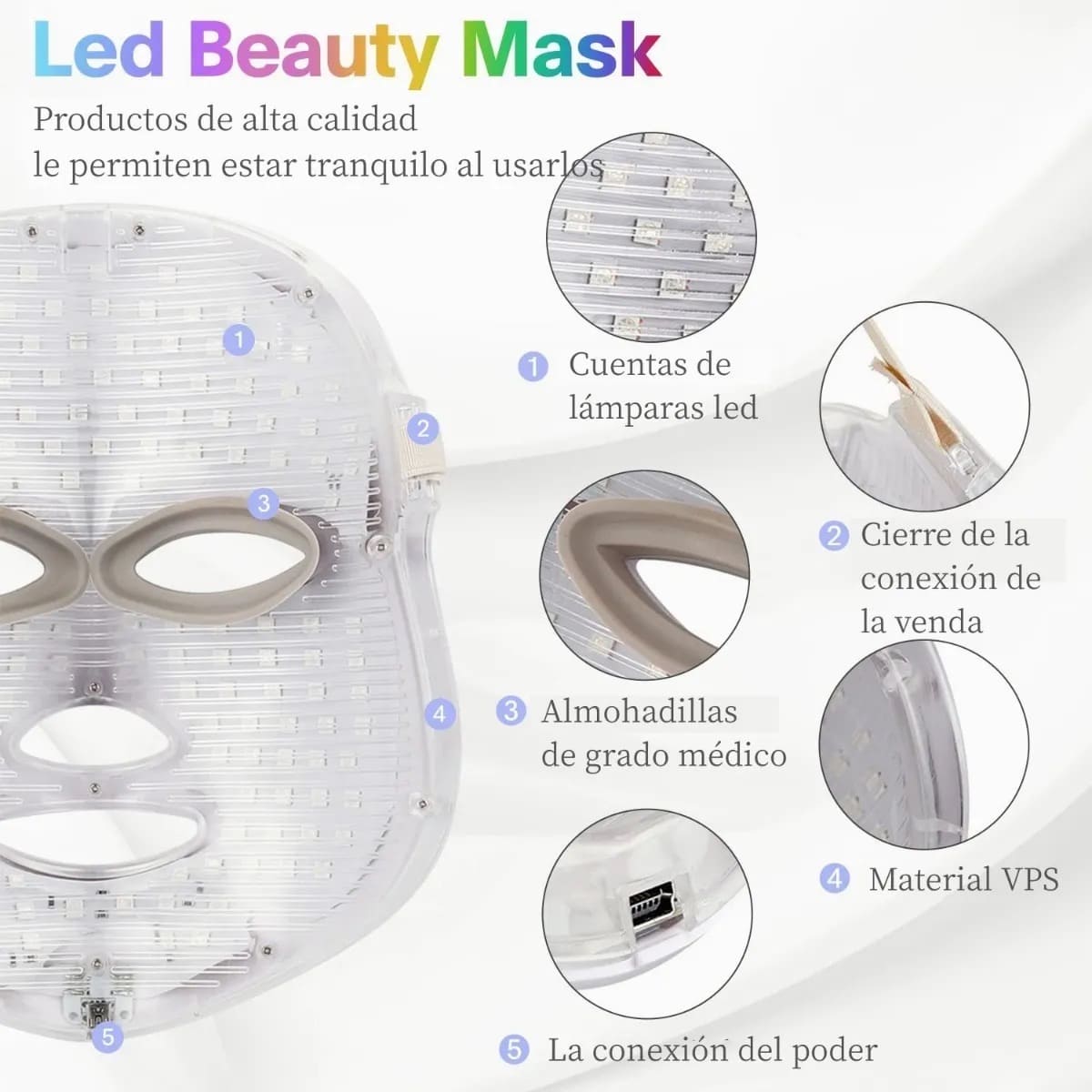 Mascara Led Facial (7 Colores de terapia)