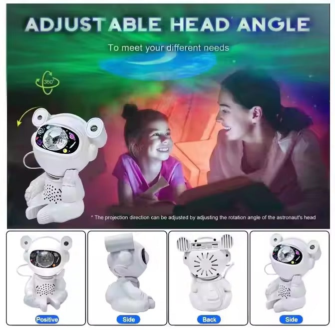 Aurora Starry Atmosphere Astronaut Bluetooth Music Projector Night Light - Cosmic LED Lamp with Sound"