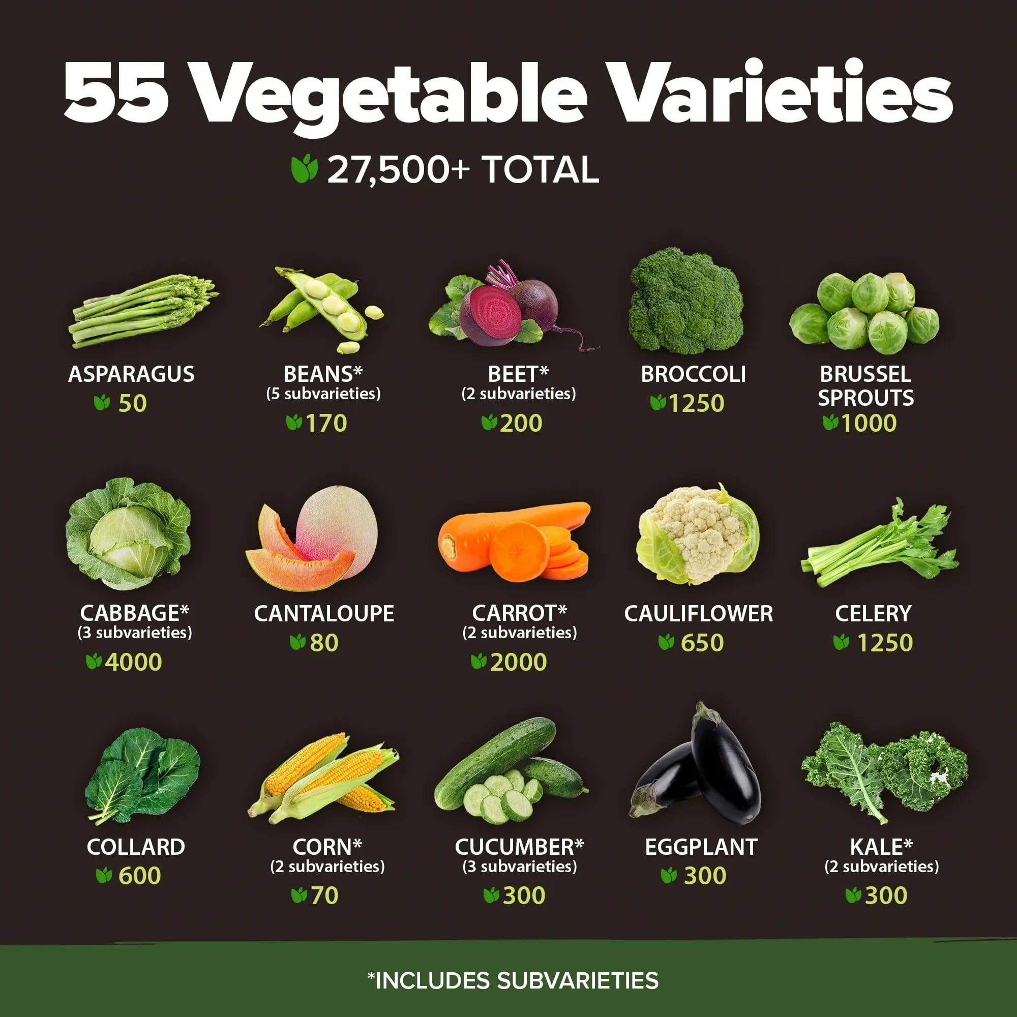 55 Variety Heirloom Vegetable & Fruit Seeds Kit – Non-GMO Survival Garden Starter