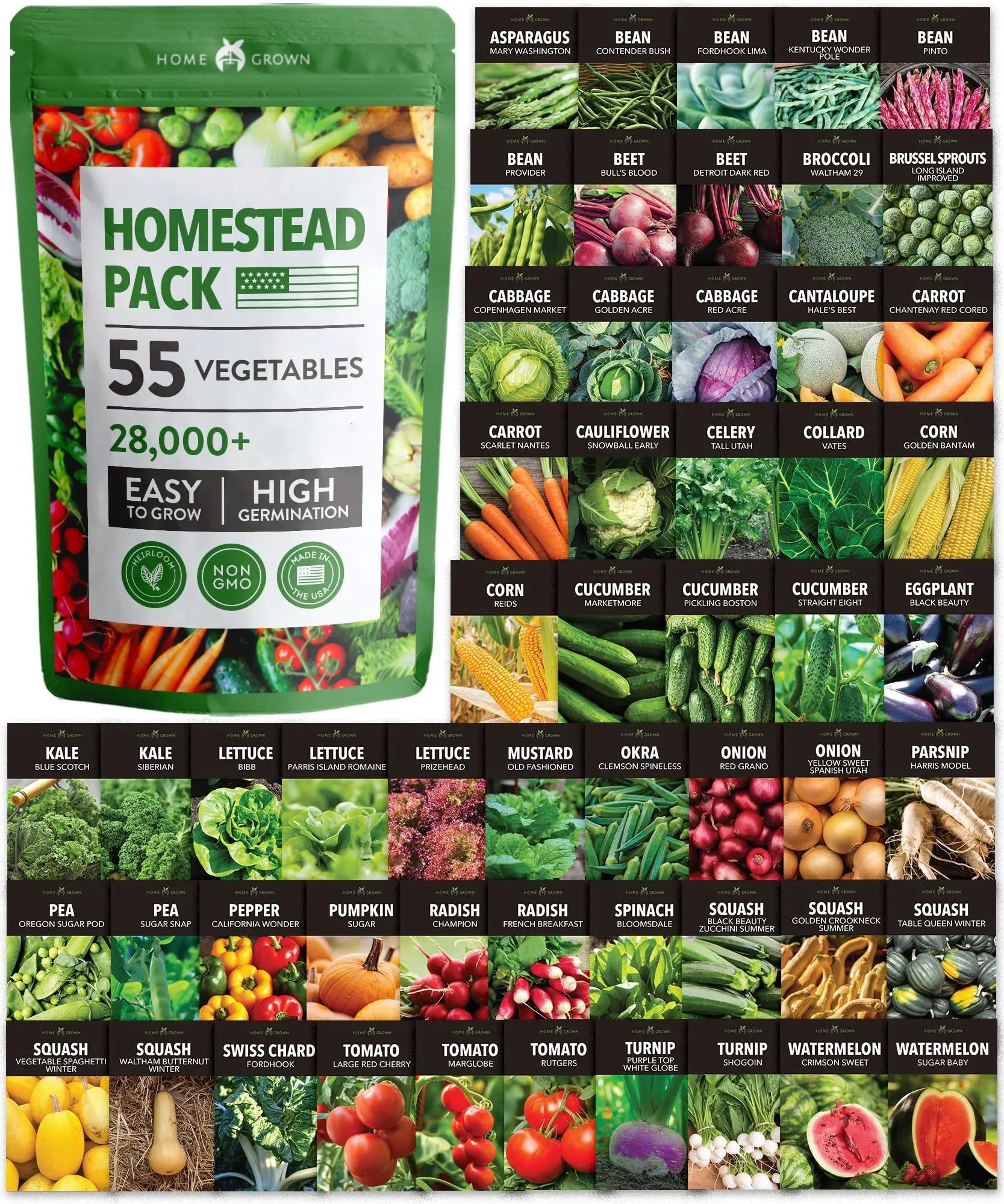 55 Variety Heirloom Vegetable & Fruit Seeds Kit – Non-GMO Survival Garden Starter