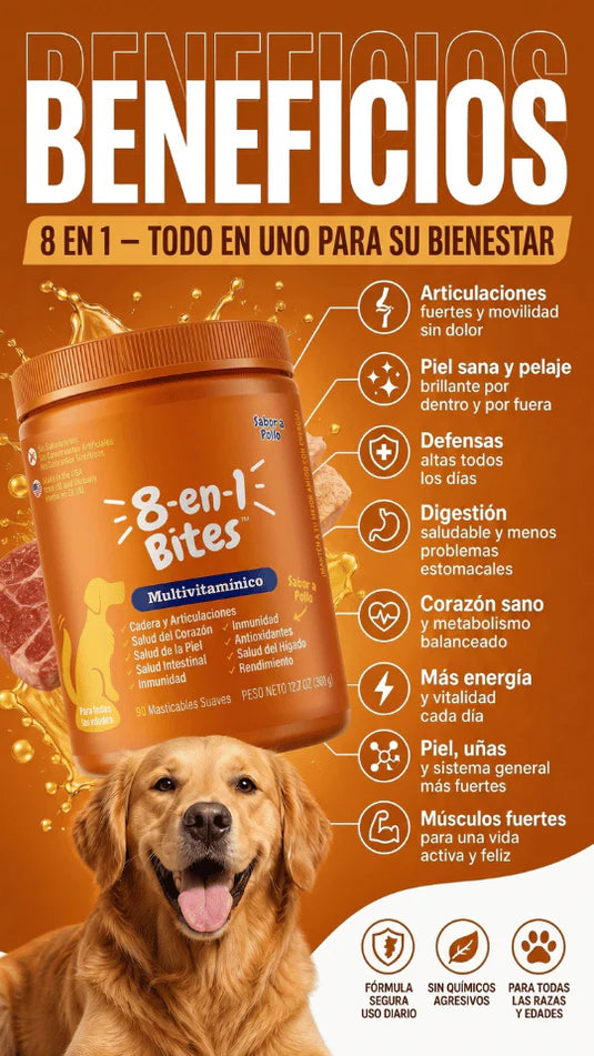 Suplemento Multivitaminas para Perros (8 Beneficios en 1)