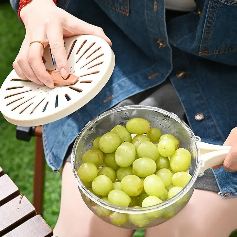 Vegetable Fruit Cleaning And Drainage Basket Folding Water Filter Net Fresh Keeping Box Cleaning Basket  Kitchen storage Gadg